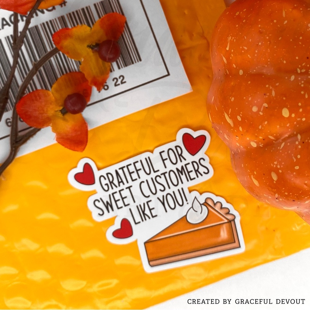 ♥️Grateful For Sweet Customers Like You!- 2" (inches) (96ct.) Stickers 🥧♥️ - Picture 2 of 4